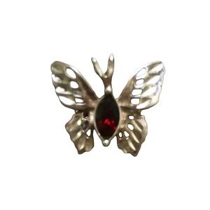 Elegant Silver and Red Butterfly 925